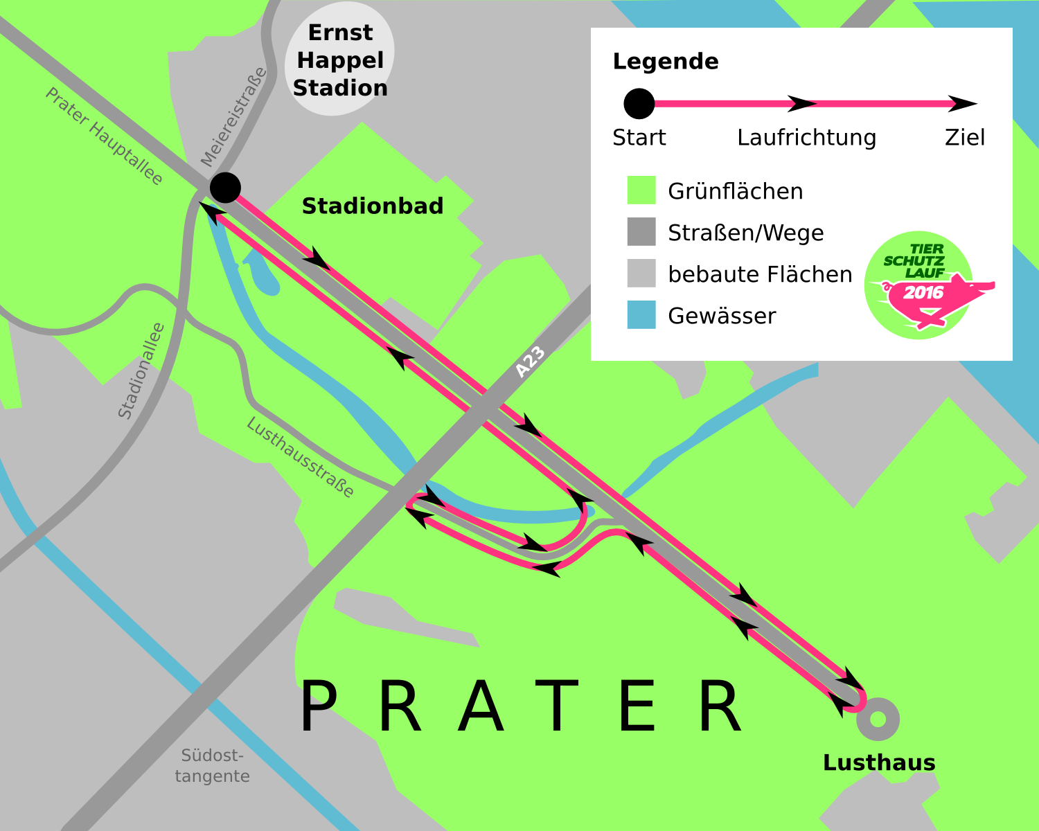 Schematische Darstellung der Laufstrecke